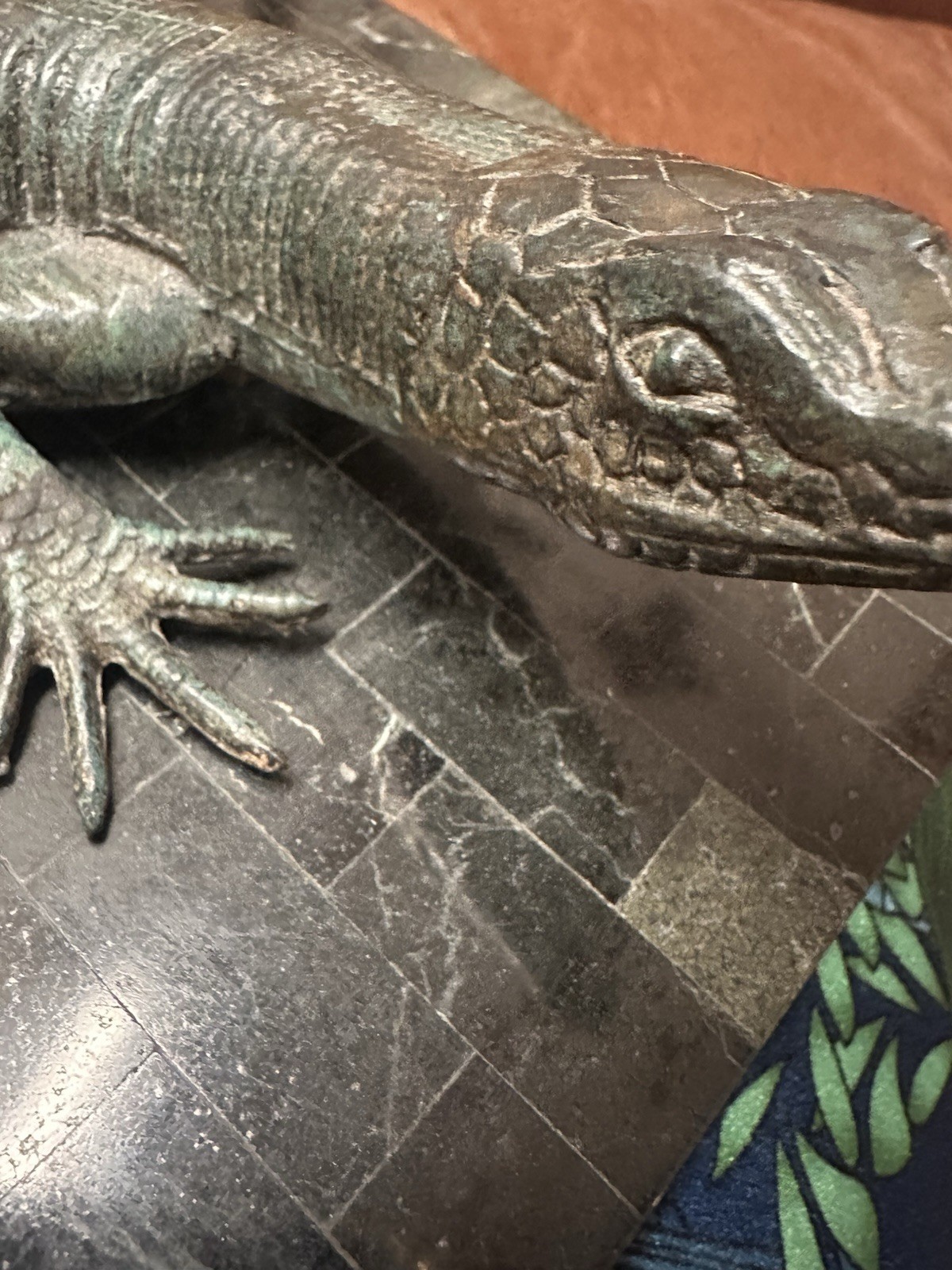 Vintage Maitland-Smith Stone Decorated Box W Cast Bronze Lizard 1970-80’s