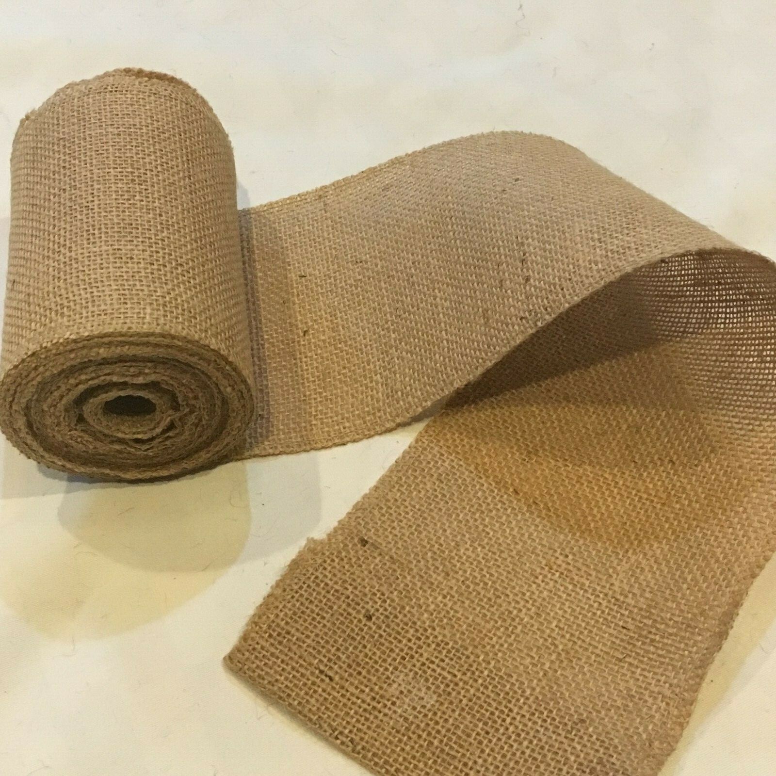 5″ wide Natural Burlap Ribbon 10 Yard Roll 10oz – 30 feet Finished Edges BS146