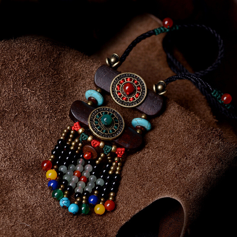 China Dongling Jade/Agate/Alloy Tassels Tibetan Style Exquisite Fashion Pendant