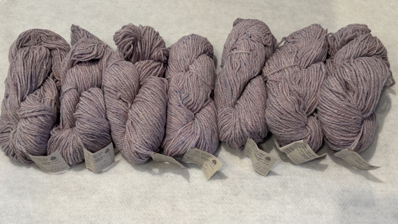 100% Wool Yarn Candide #71 Pink Heather/ Lilac Lot of 7 Virgin Wool Heavy Weight