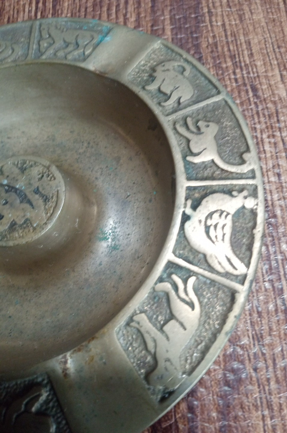 Home Decor Brass Chinese Zodiac Bowl Ashtray Snake Rabbit Monkey Pig Vintage.