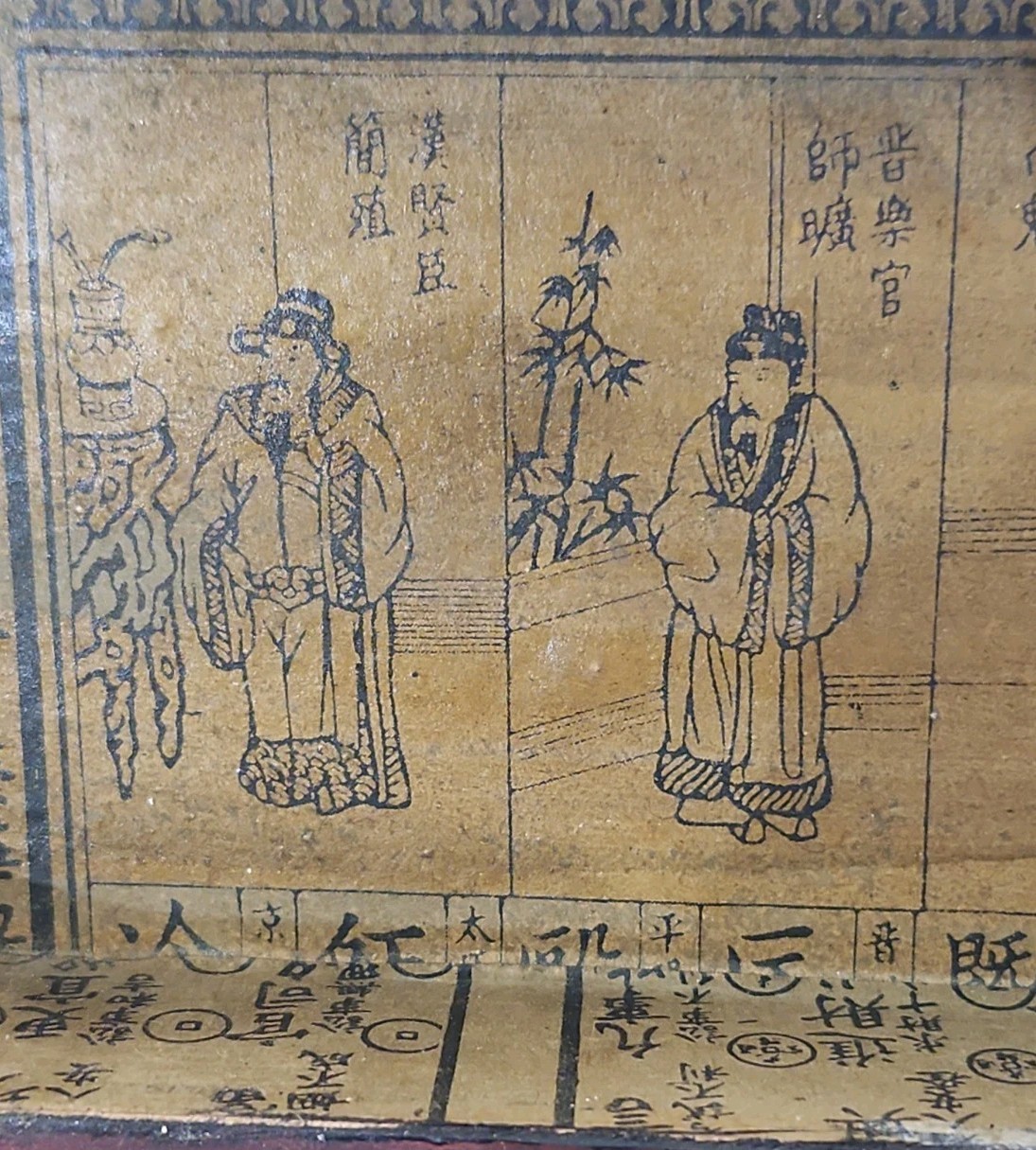 Antique/Vintage Chinese Lacquered Pillow Box Wood Brass Floral, Bird Motifs