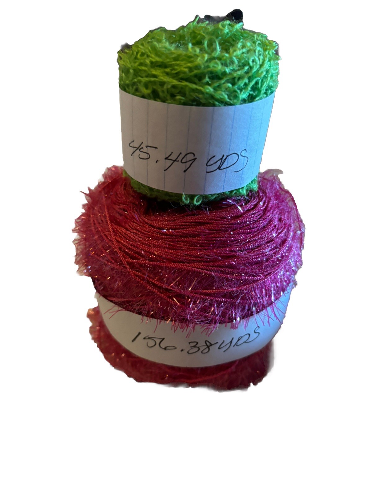 Red Heart Scrubby Sparkle Yarn Pink 156.38 Yds 2.9 Oz Green 45.49 Yds .6 Oz Lot
