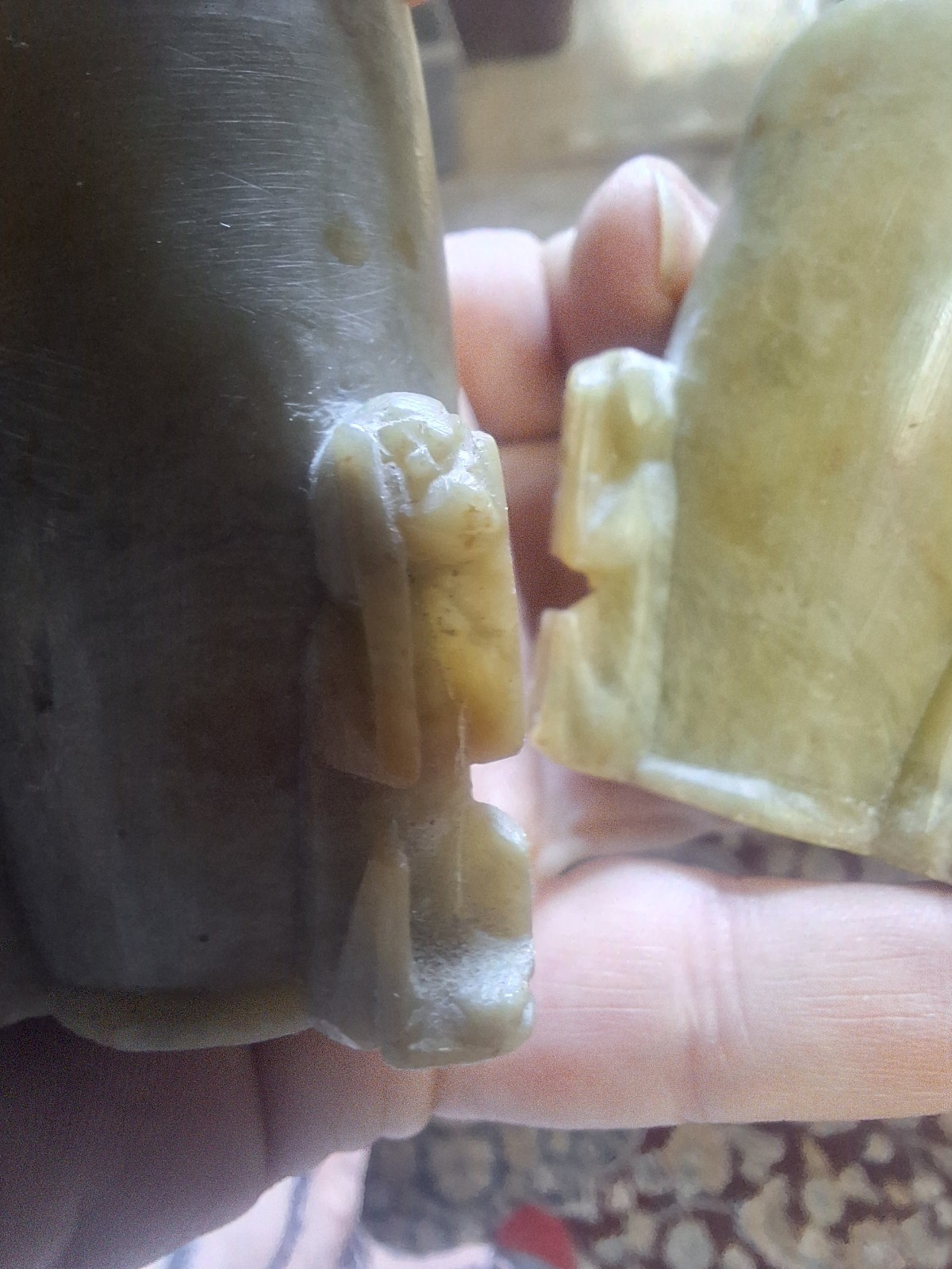 Pair of Mid-20th Century Chinese Carved Soapstone Candle or Toothpick Holders