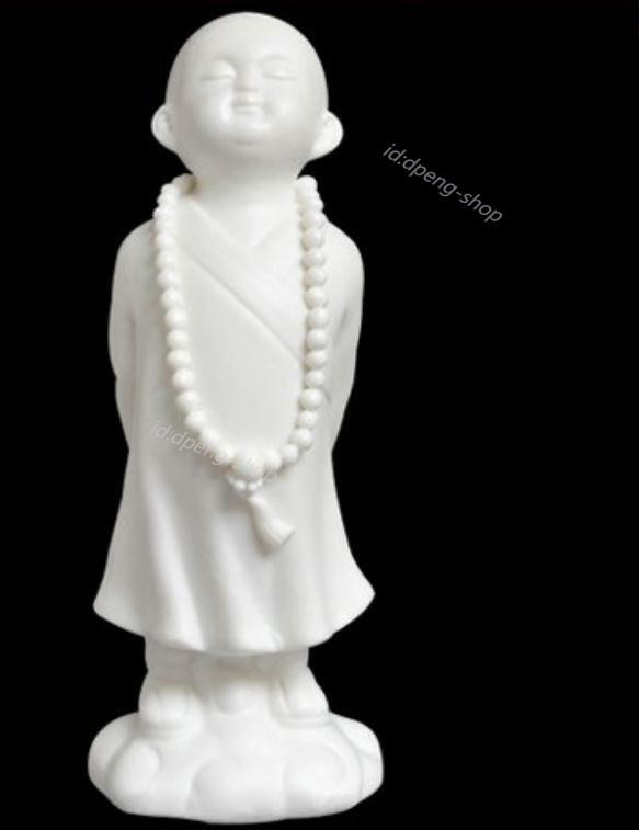 5.9″Chinese White Porcelain Ceramics Lovable Look Up Little Monk Figurine Statue