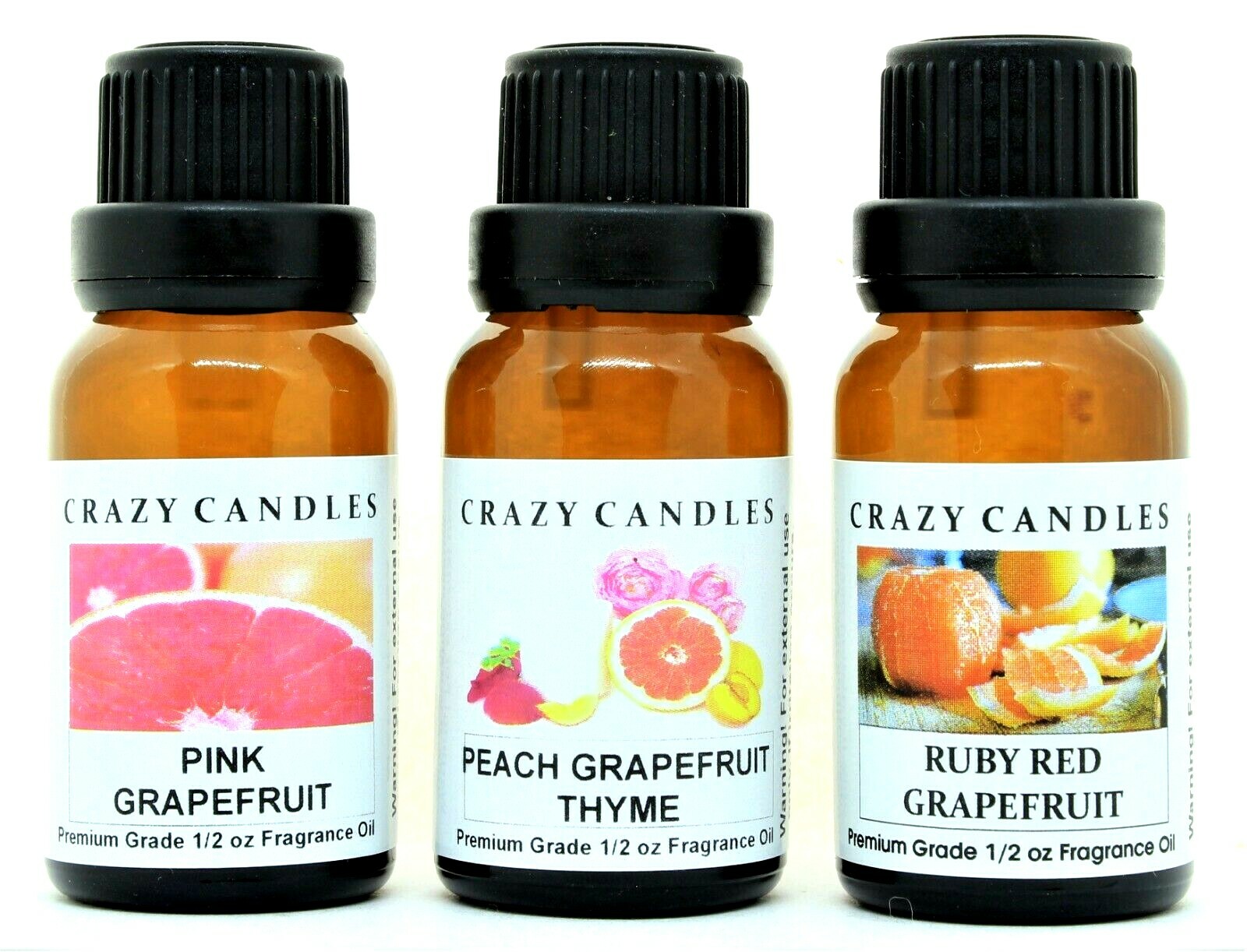 3 Oil Set, Pink Grapefruit, Peach Grapefruit Thyme, Ruby Red Grapefruit 1/2oz