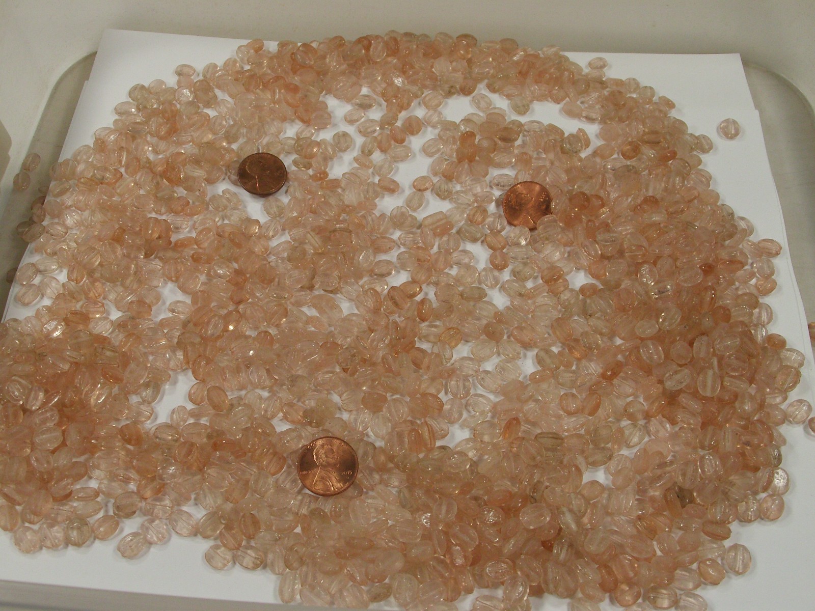 2 Pounds (3mm x 7mm x 9mm) Peach Handmade Glass Beads Wholesale Bulk (NTP-2) ⭐