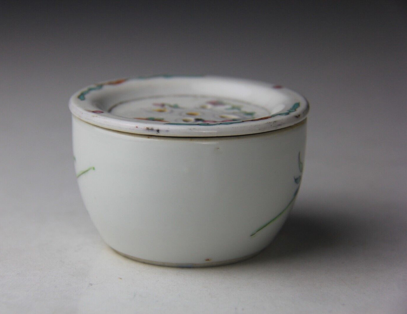Antique Chinese Porcelain Famille Rose Cricket Cage Box