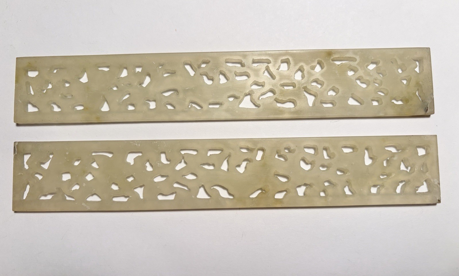 Two Antique Chinese Carved Nephrite Jade Matching Bird Panels Plaques 72g