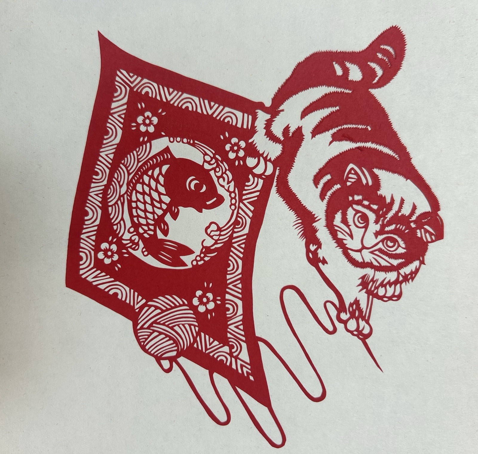 Vintage 1960’s Set of 7 Chinese Cats Paper cuts Cultural Relics Folk Art – MINT