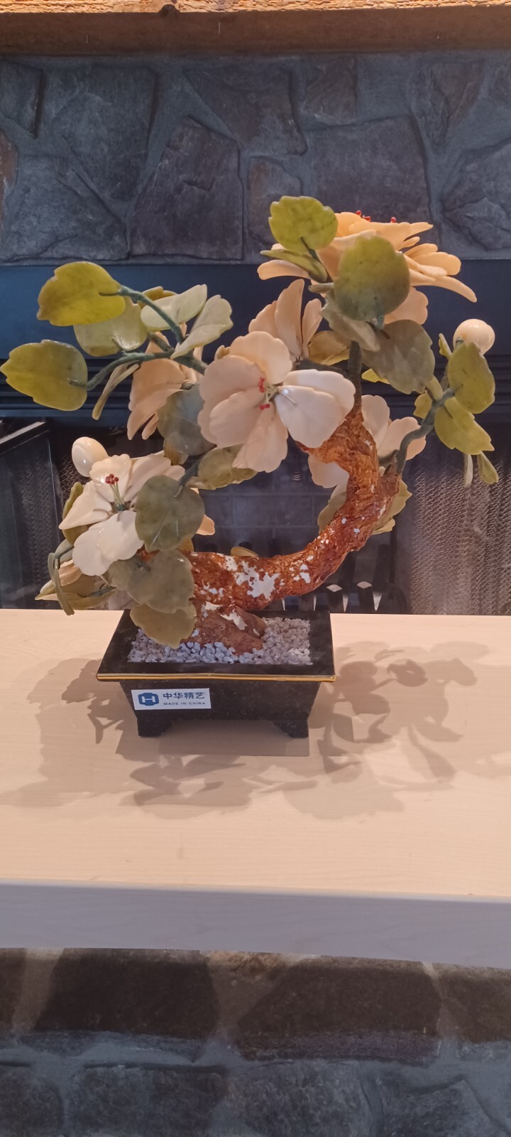 Vintage Jadite floral Bonsai tree in pot 14×13
