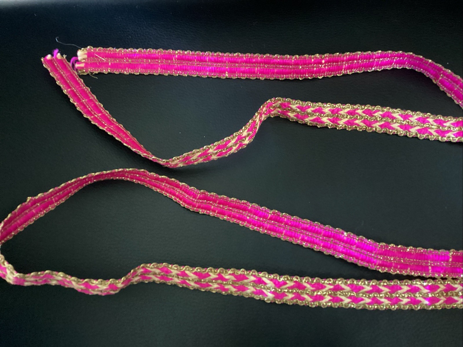 Vintage Jacquard Ribbon Colorful & Metallic Thread Gold Variety 5 Remnants