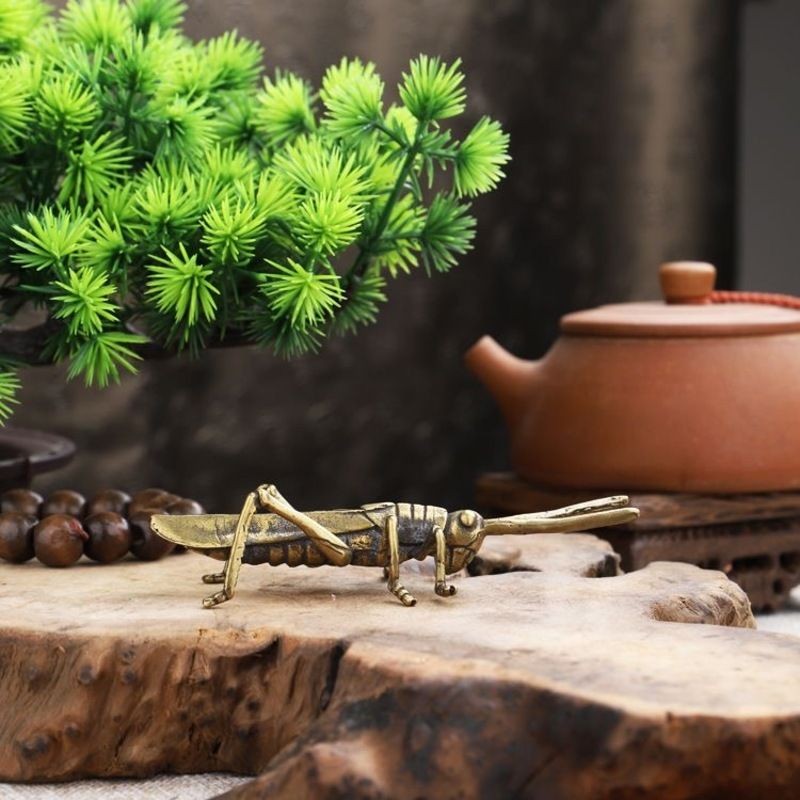 Brass Locust Ornament Vintage Copper Tea Pet Desktop Decor Collectible
