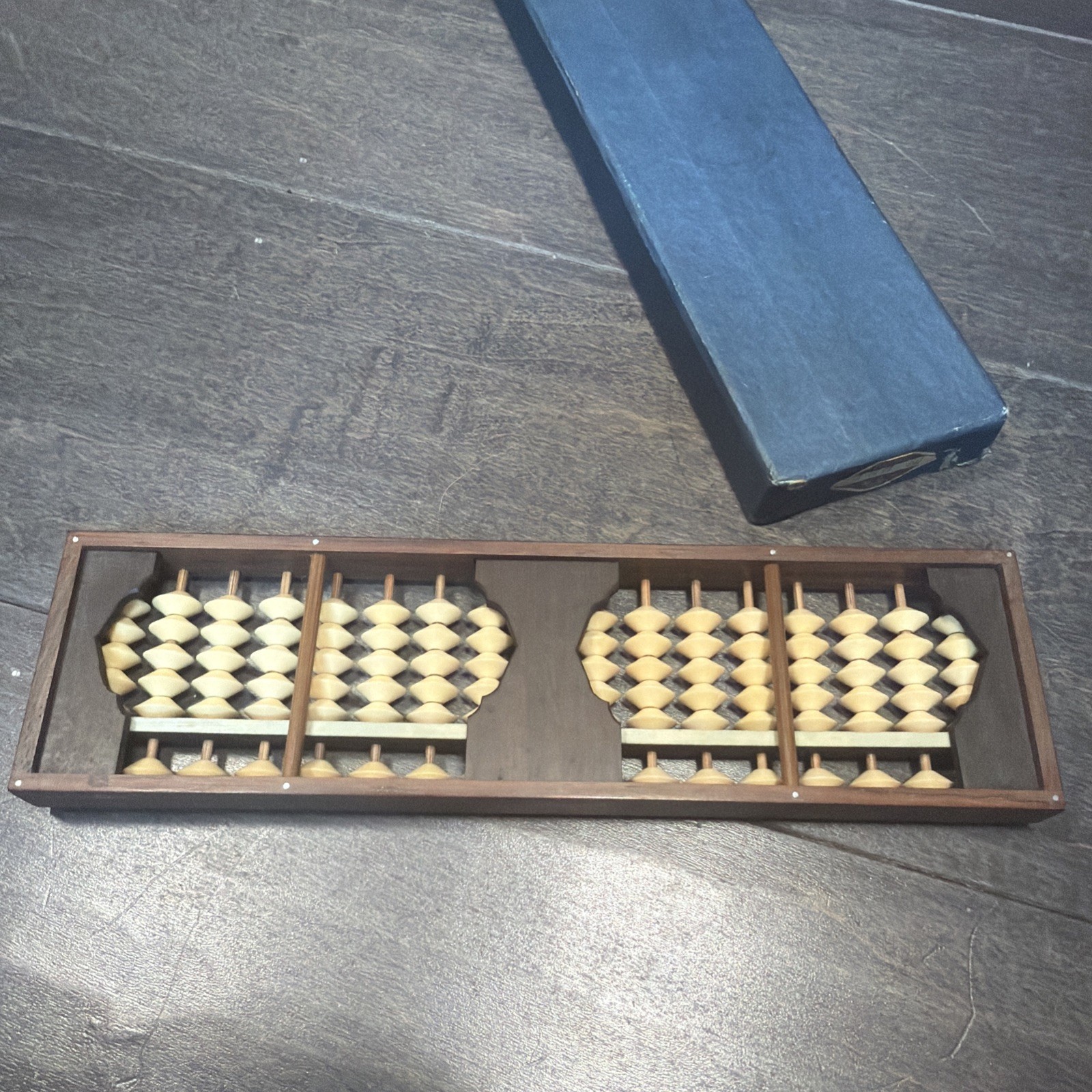 Vintage Wood Abacus 23 Rod Beads Light Brown Beads Counting Calculating Frame