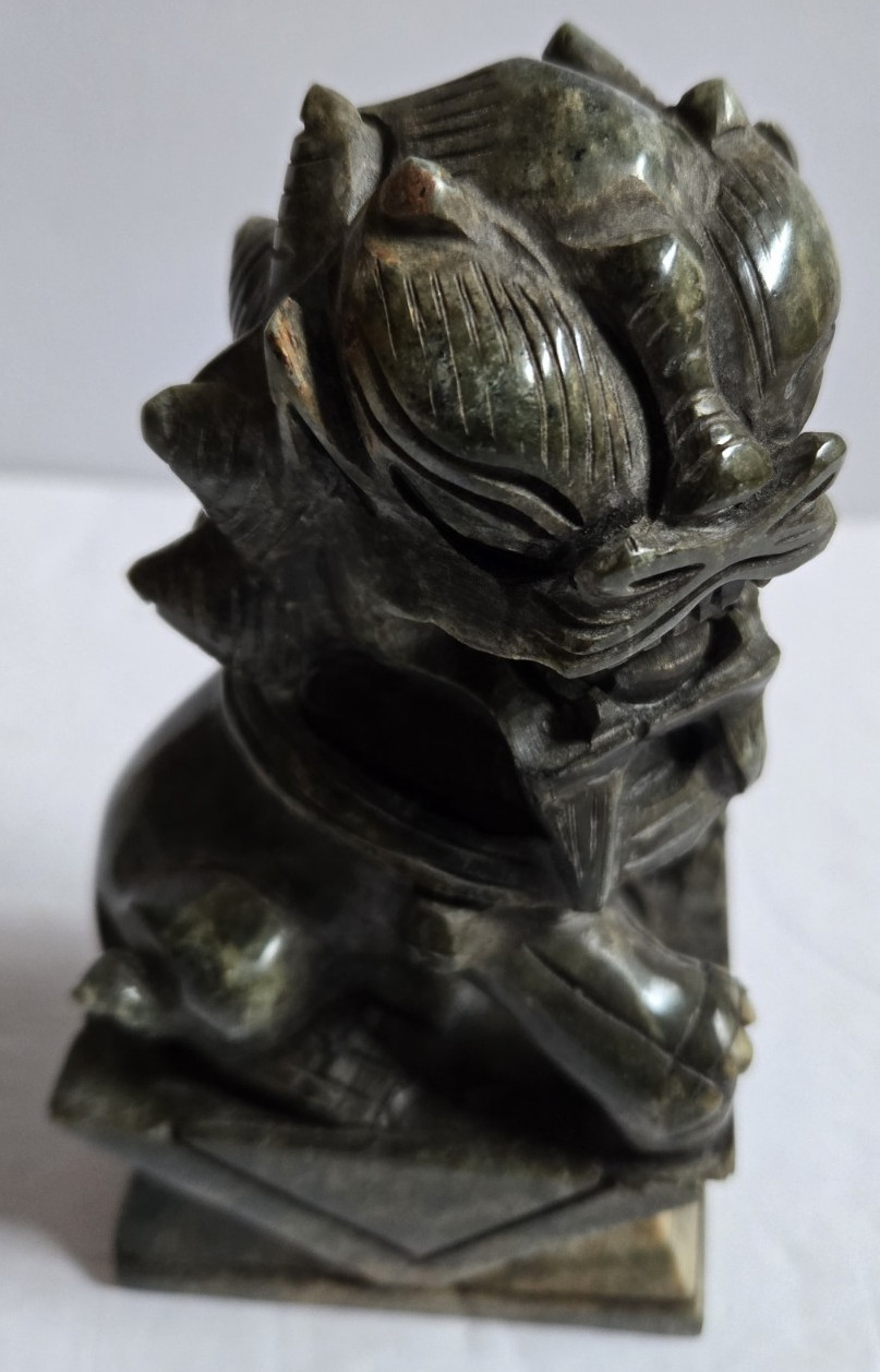 Vintage Hand Carved Jade Foo Dog Foo Lion Sculpture Feng Shui Lucky Protection