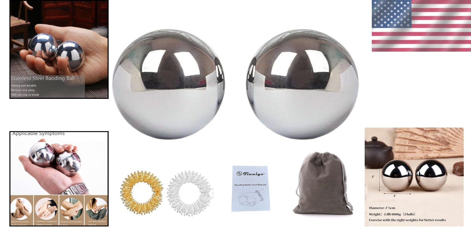 Elegant 2” Stainless Steel Baoding Balls – Stress Relief and Hand Therapy Set