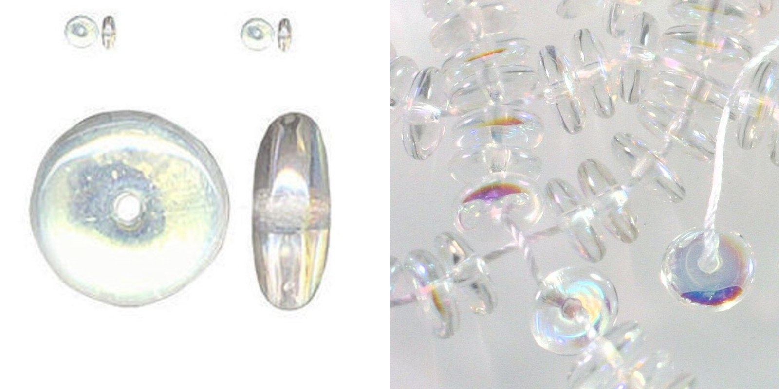 100 Aurora Borealis Clear Czech Pressed Glass 6mm Rondelle Disk Spacer Beads *