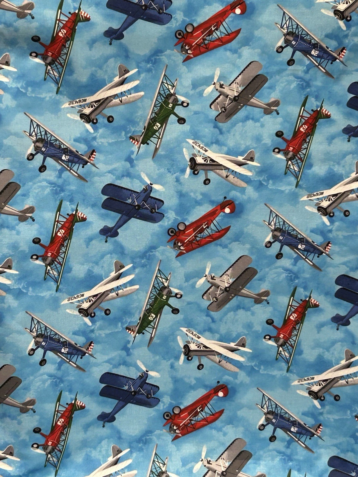 Exclusively Quilters Flying High/Tossed Airplanes Cotton Fabric (1/2 YARD)