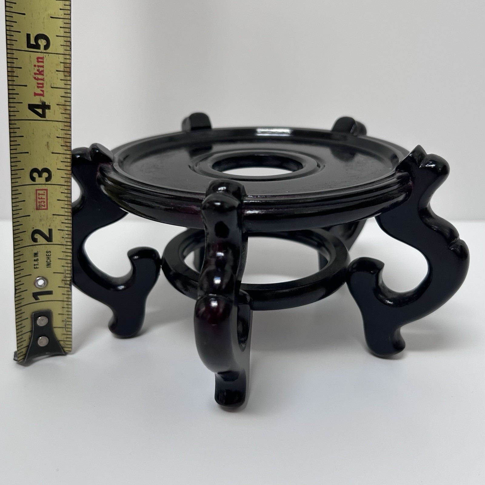 PAIR of 7″ Asian Wooden Plant Pedestal Vase Stands 5-Leg Holds 5″ Diameter
