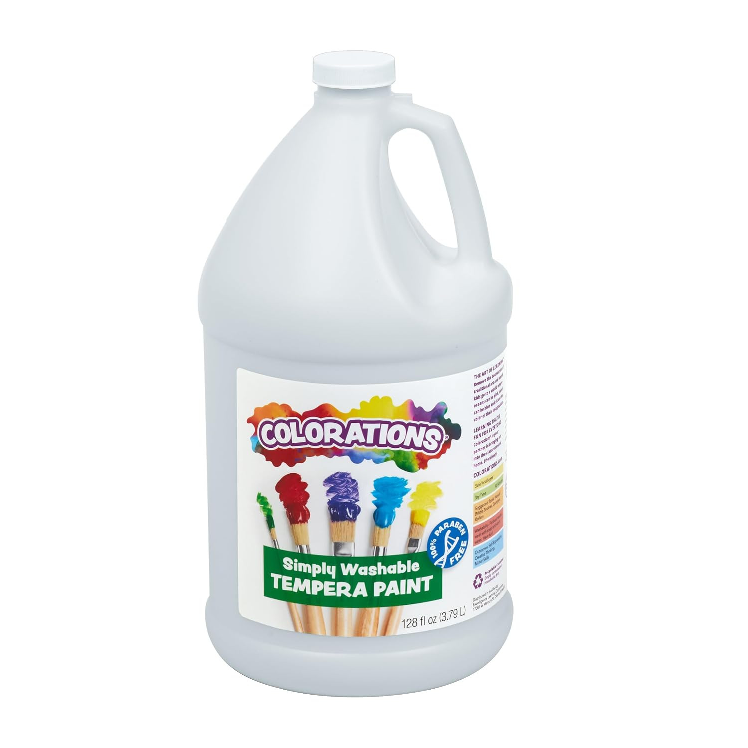 Paraben-Free Washable Tempera Paint for Kids, Set of 12 Colors | Gallon Value Si