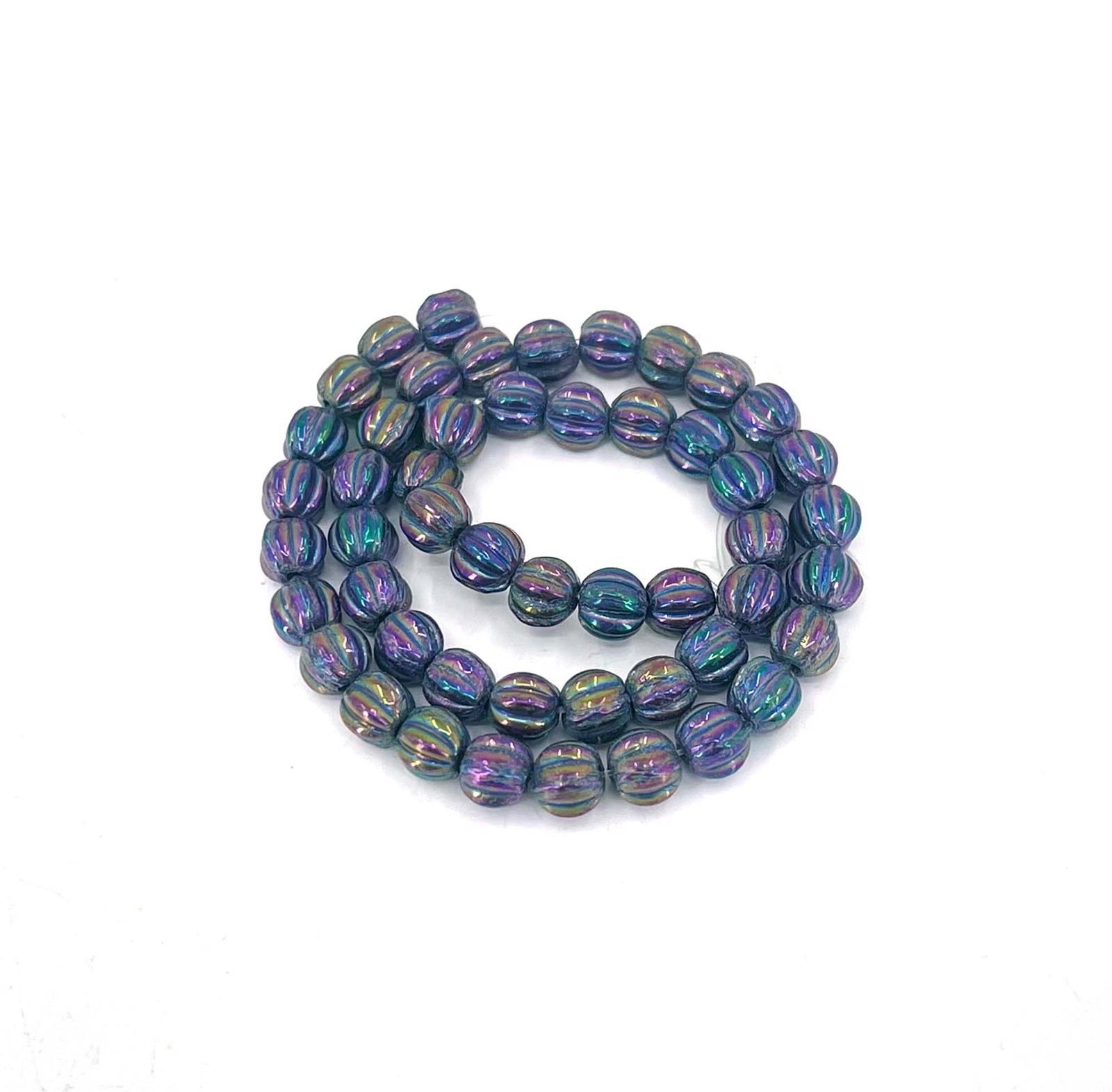 50 Czech Glass Melon Round Beads 5mm – Melon Round: Iris – Purple