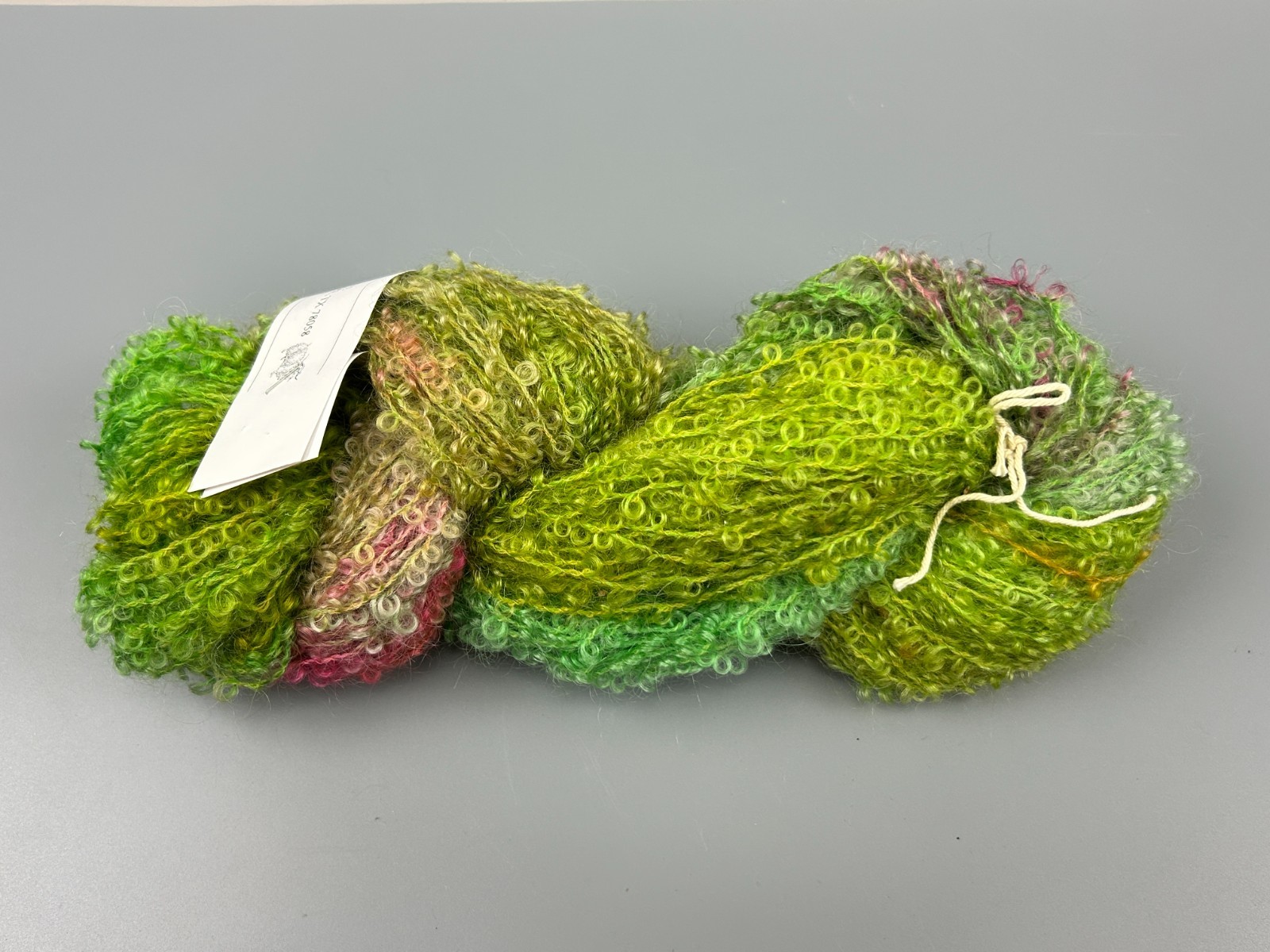 2JP Ranch Greens & Pinks Carnival Boucle Yarn Wool Mohair Blend 100g 180 yds