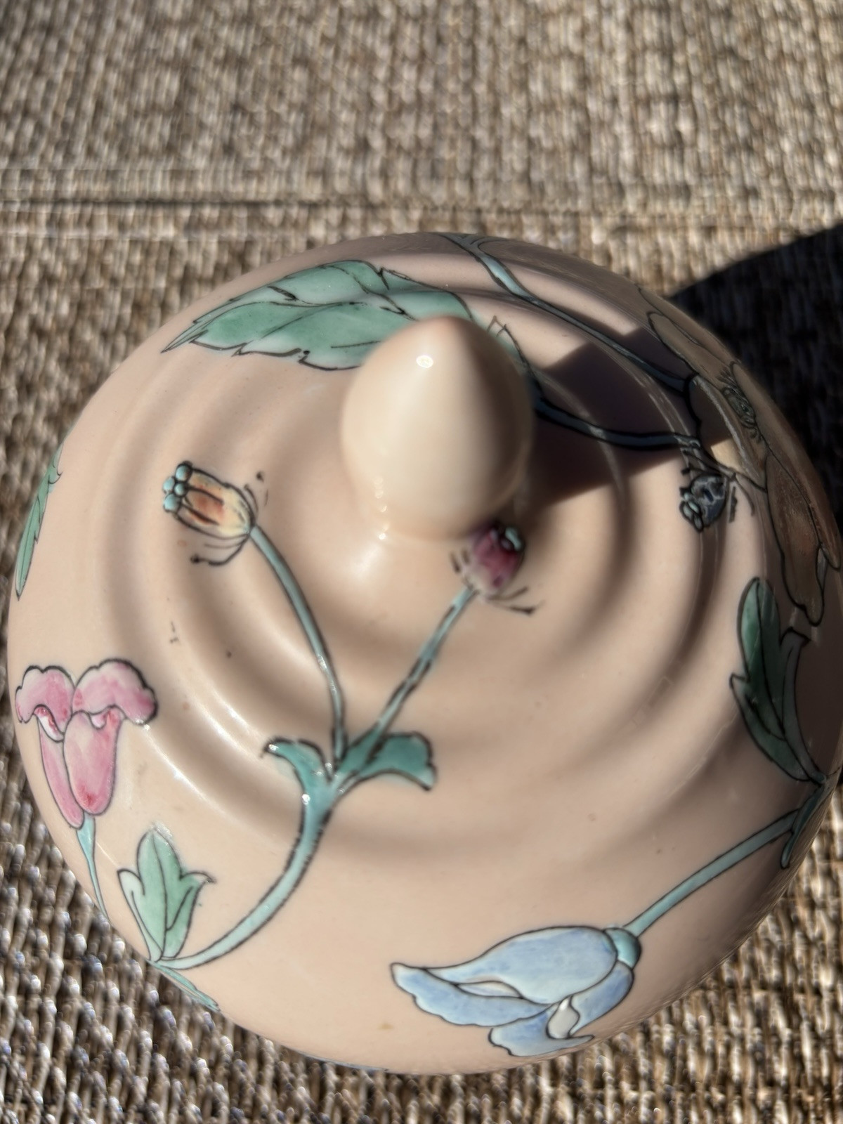VTG-Toyo Whispering Garden Lidded Dish HFP Macau Pink Floral Ceramic Bowl Lid