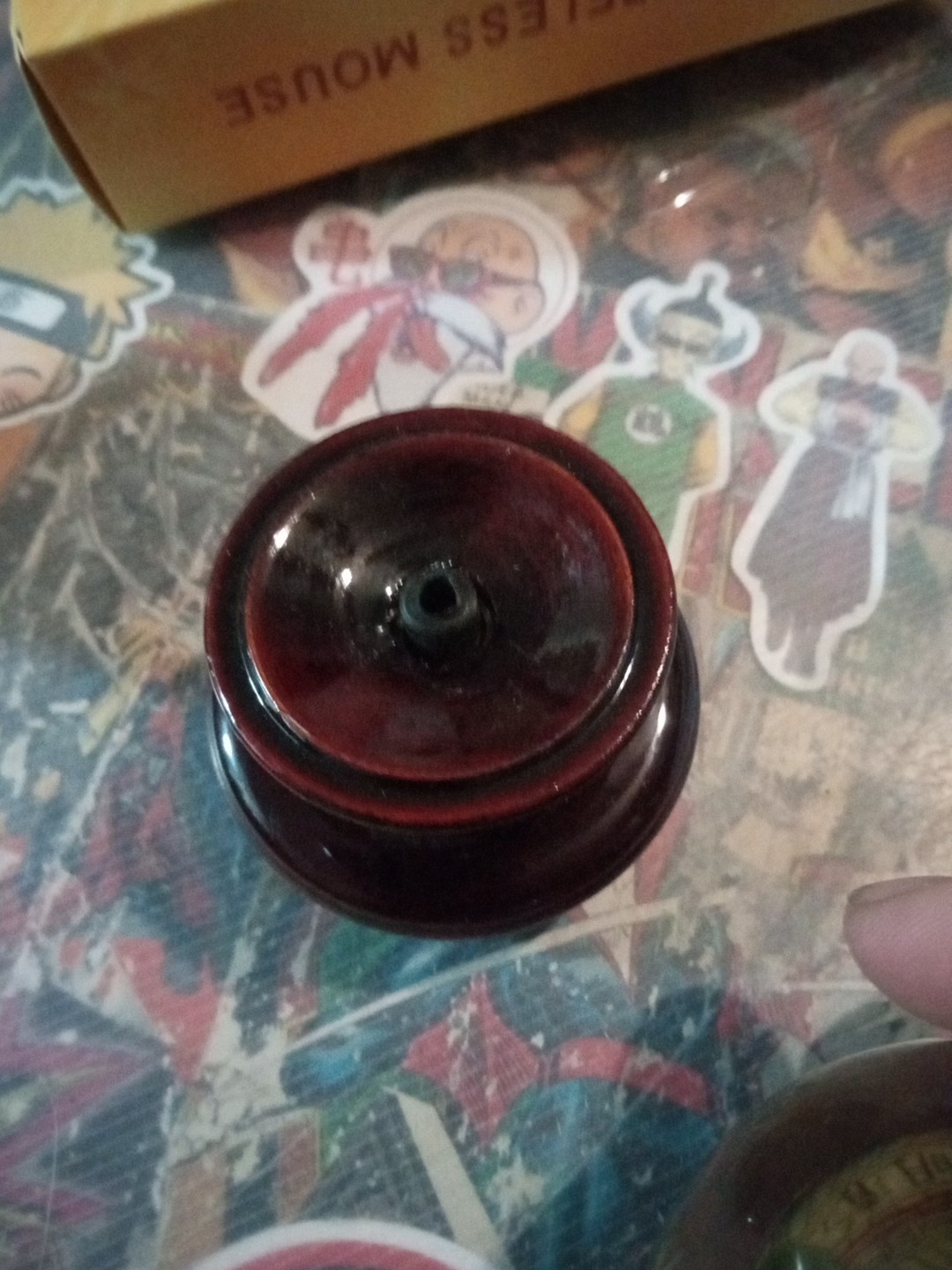 Vintage Chinese Hand Reverse Painted Glass Globe / Wooden Base Stand – 5″ Sphere