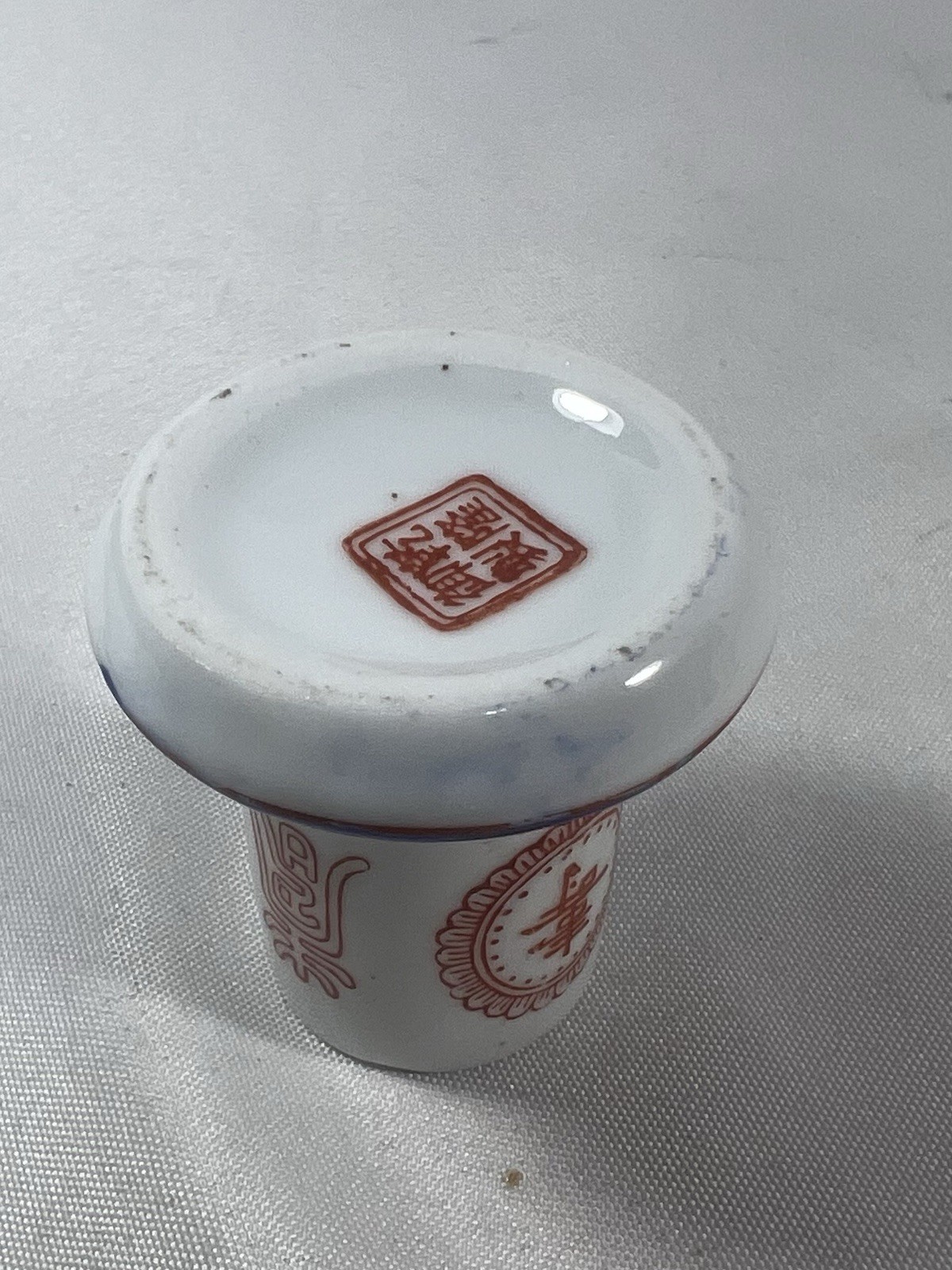 Vintage Chinese Blue & White Porcelain Toothpick Holder – Peonies & Fish – 3.5”