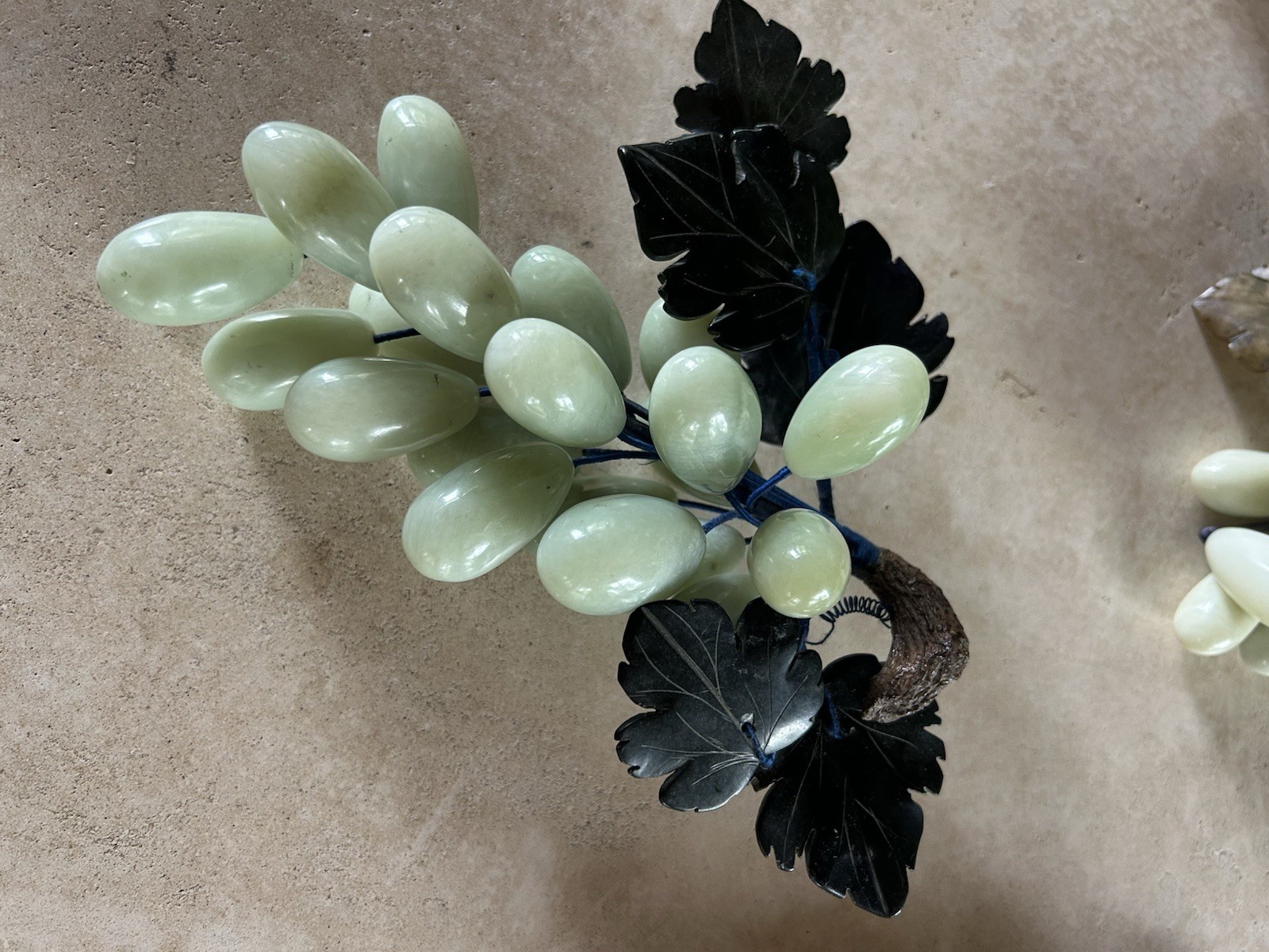 3 Vintage Jade Nephrite Celadon Stone Green Grape Clusters