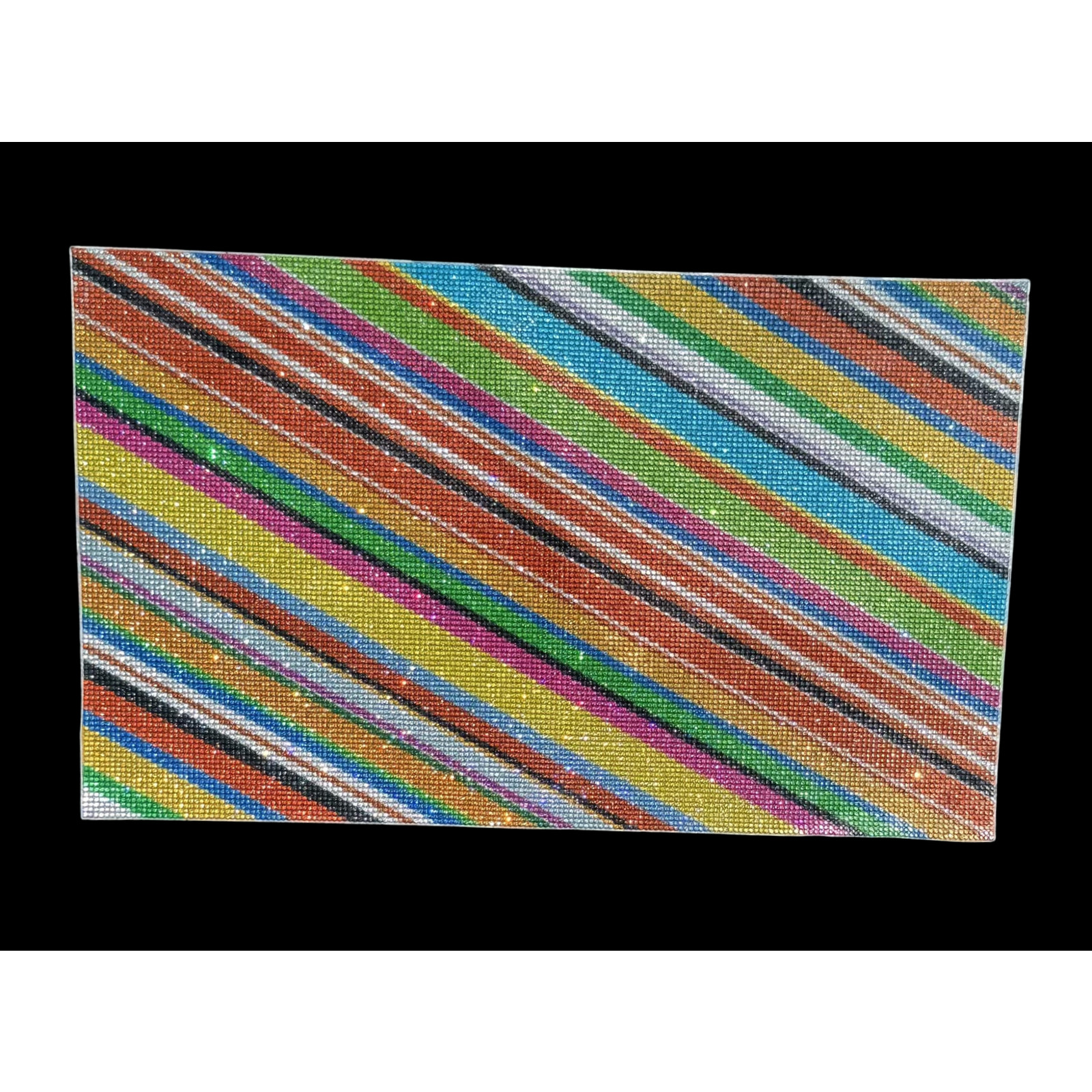 Rainbow Diagonal Stripe Self-Adhesive Rhinestone Sheet 15.75 x 9.45″ Craft
