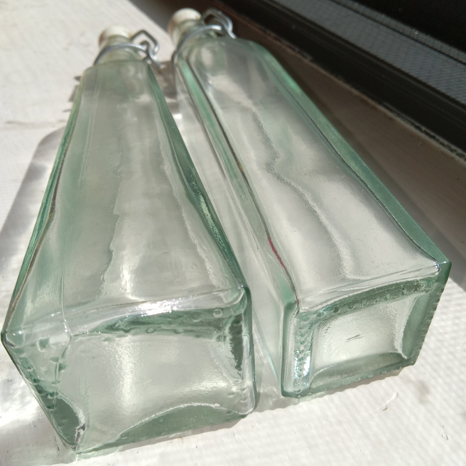 1970’s/1980’s Vintage Asian Clear Glass Soy Bottles With Tops (2)