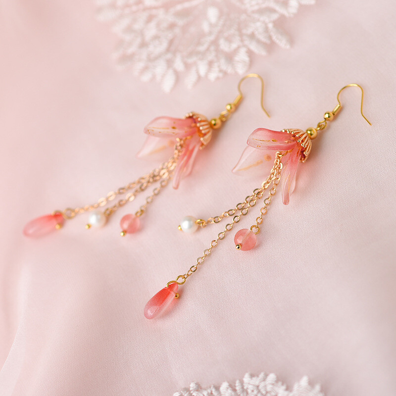 China Coloured Glaze/Pearl/Crystal Tassels Tibetan Style Vogue Earbob Earrings