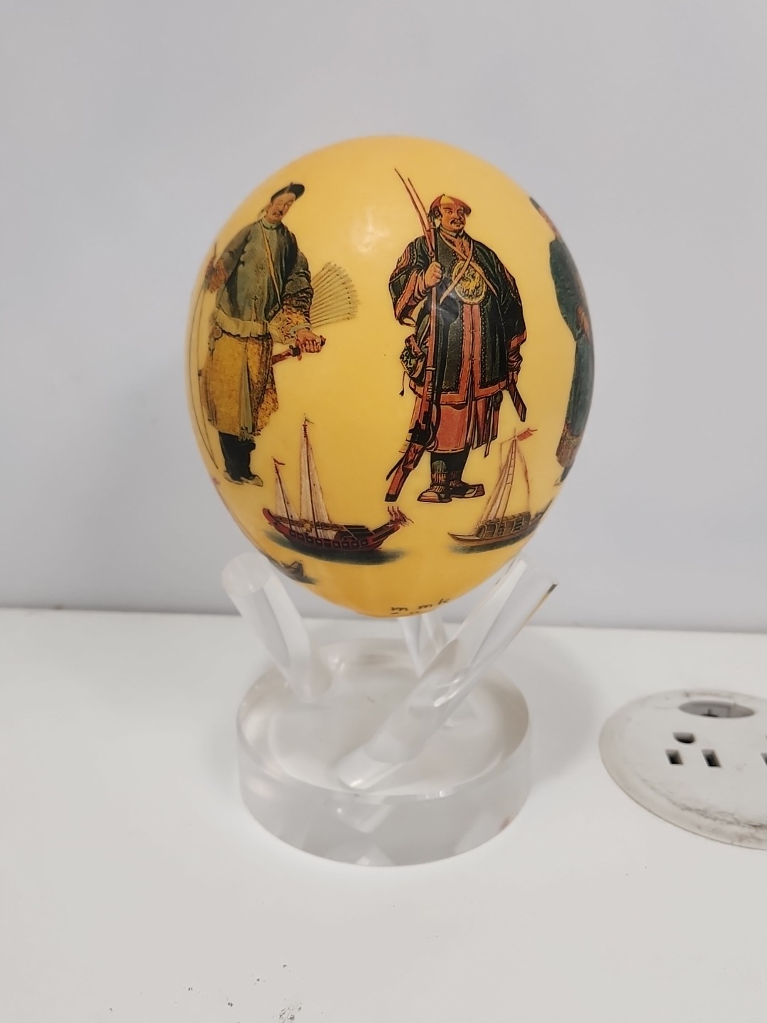 20th Century Japanese Satsuma Ceramic Samurai Sphere Sculpture & Stand