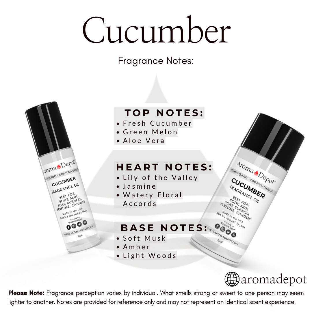 Cucumber Fragrance Oil for Perfume Body Oil Unisex Candle Soap Bath Bomb