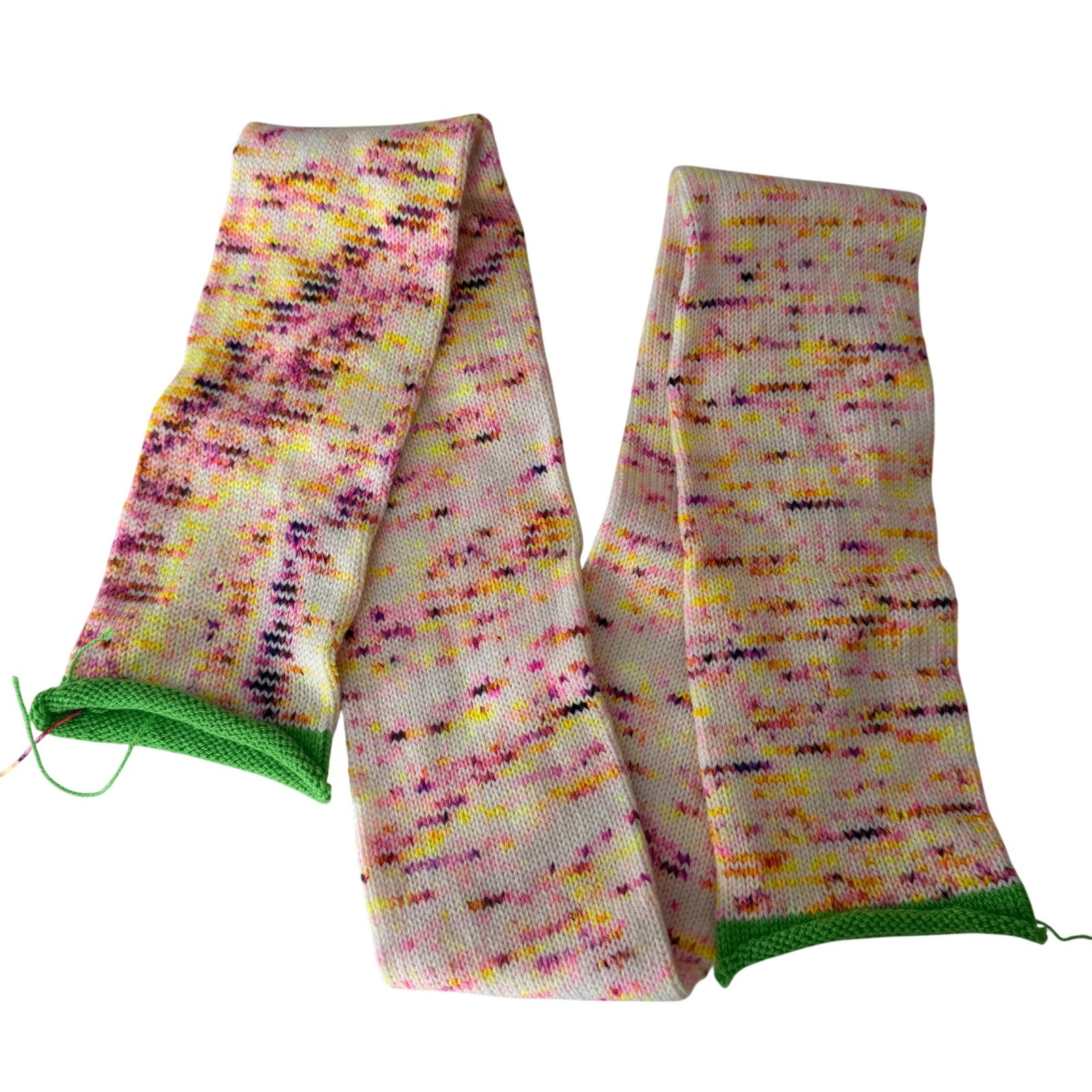Handmade Knitted Sock Tube Variegated Pink Yellow 45 Inch 103g Fingering