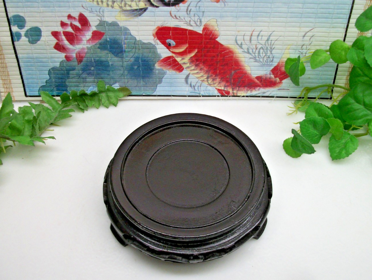 Vintage ASIAN Carved Wood Pedestal Display Stand for Vase Figurine/ Statue Bowl