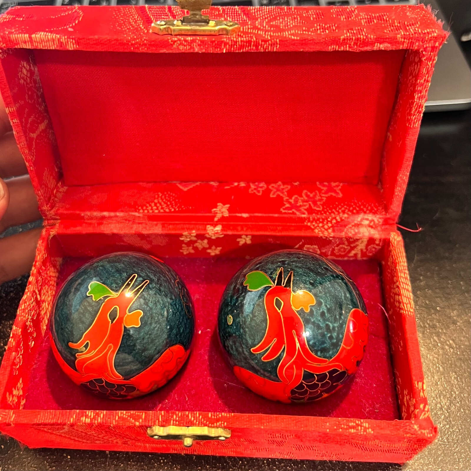 DRAGON & BIRD of Paradise Chinese Iron Ball Meditation Relaxation Stress Balls.