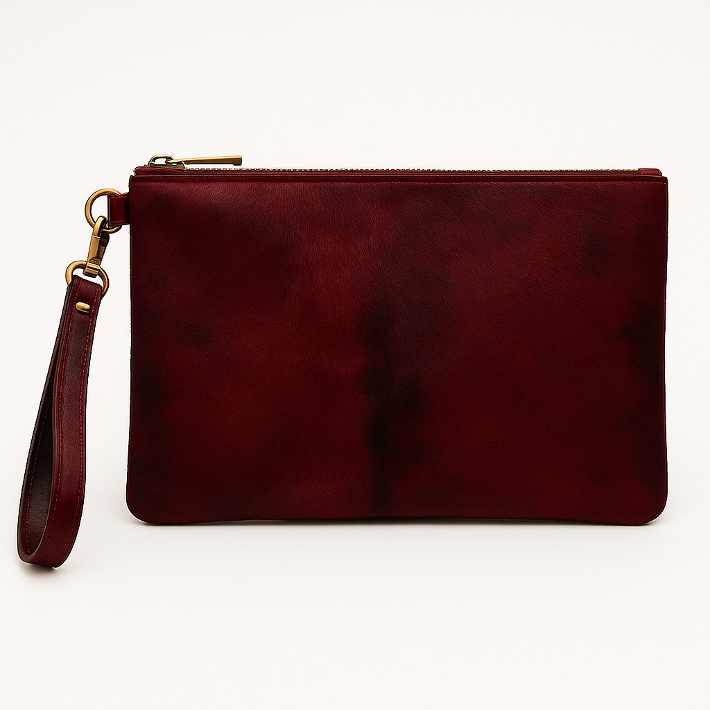 Avetco Calf Hair-On Leather Hide 3–3.75 SF Deep Red Burgundy | Pick Your Hide