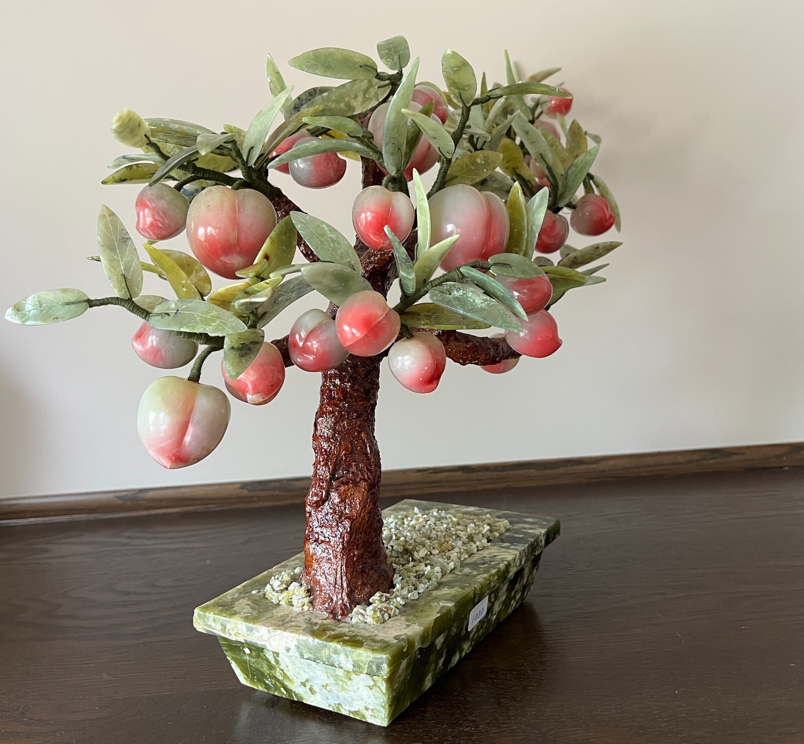 Chinese Carved jade Gemstone Peach Tree ,BonsaiTree 1970-1980