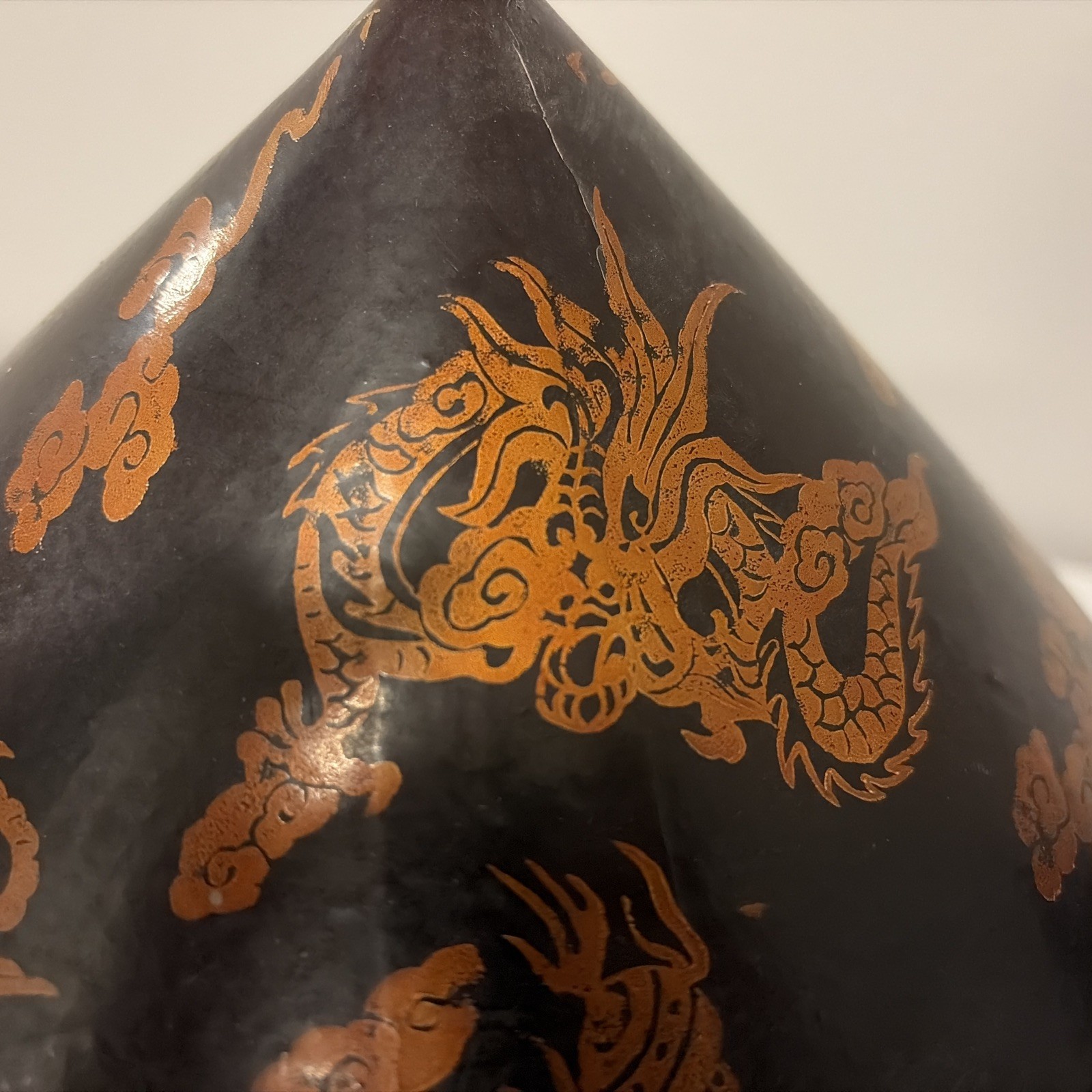 Oriental Vintage Lacquer Wooden Caddy Dresser Case Set Dragons