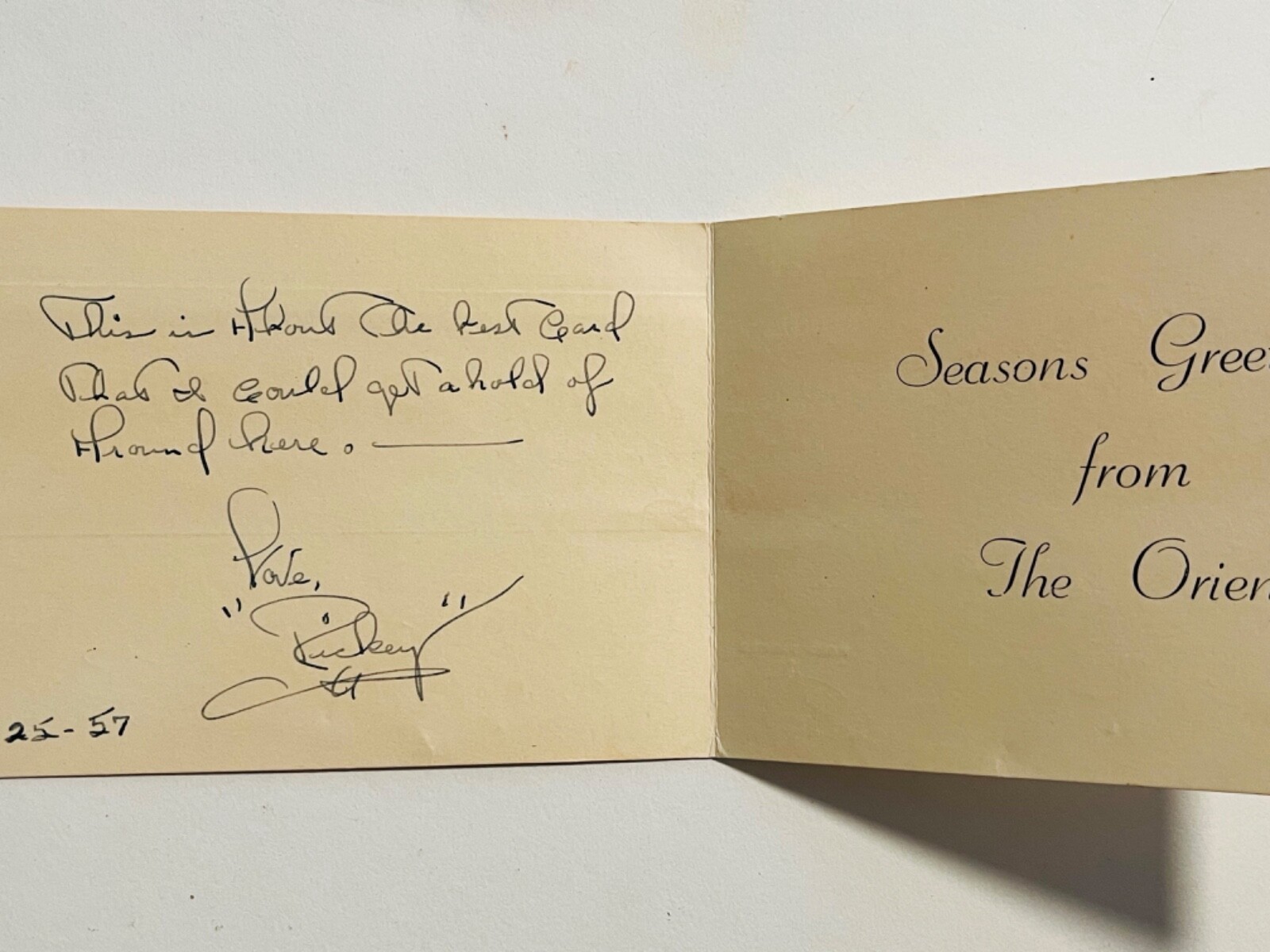 Hong Kong Hand Painted China Seasons Vintage Greetings Card 1950s