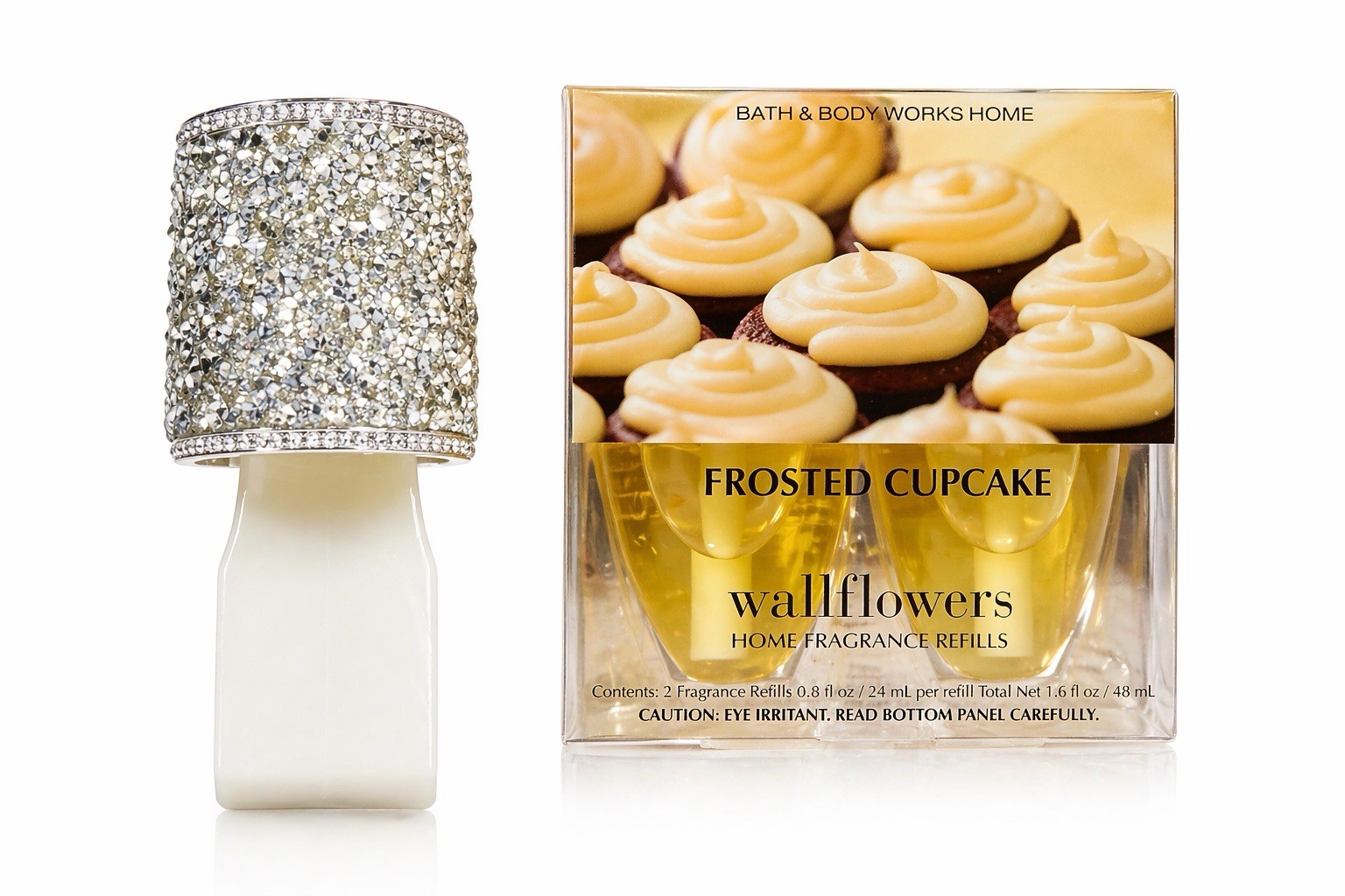 Bath & Body Works Wallflowers Rhinestone Plug In w/ Frosted Cupcake Refills