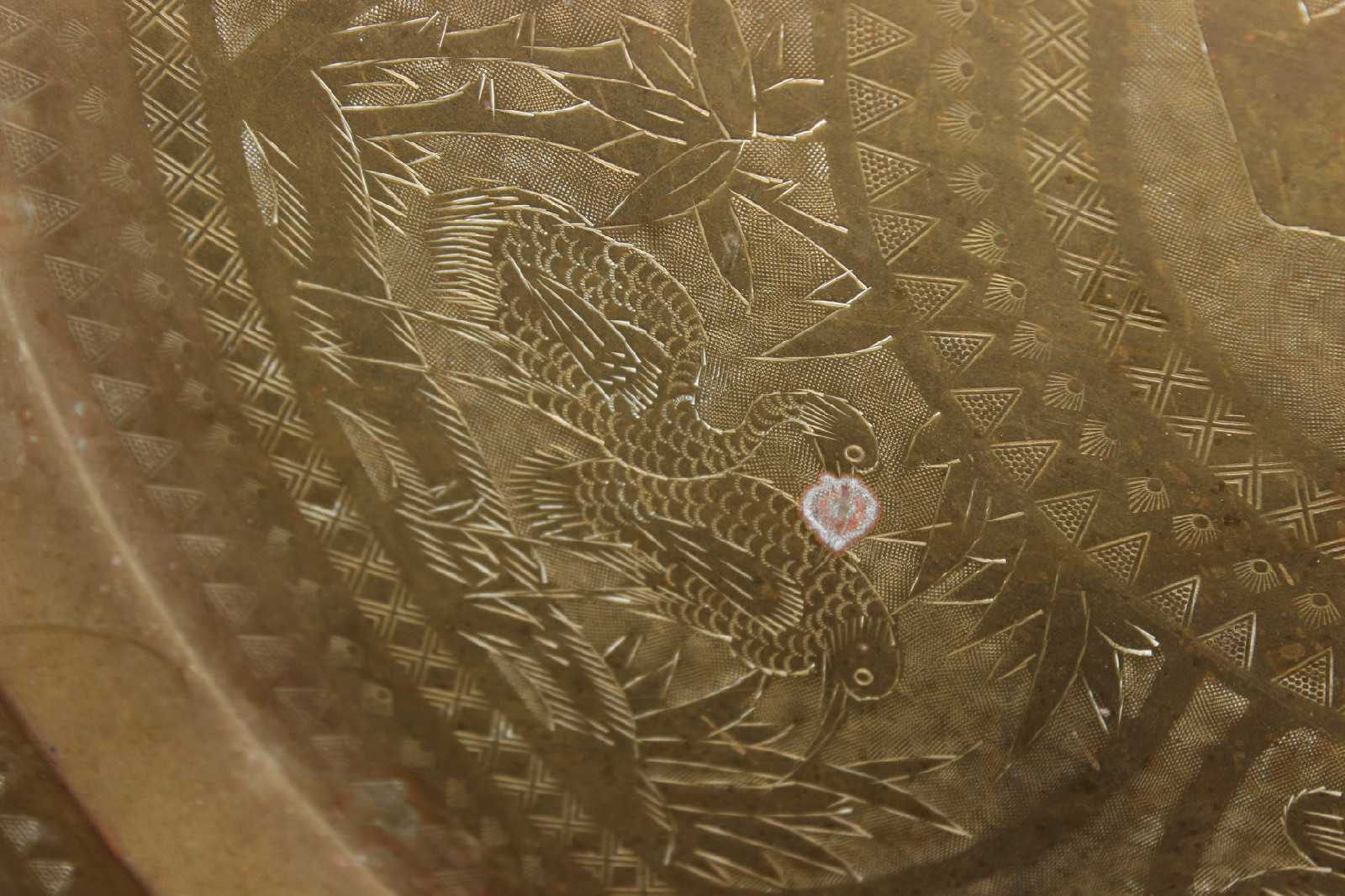 Vintage Hong Kong Asian Brass Copper Serving Tray Wall Plaque Very Large