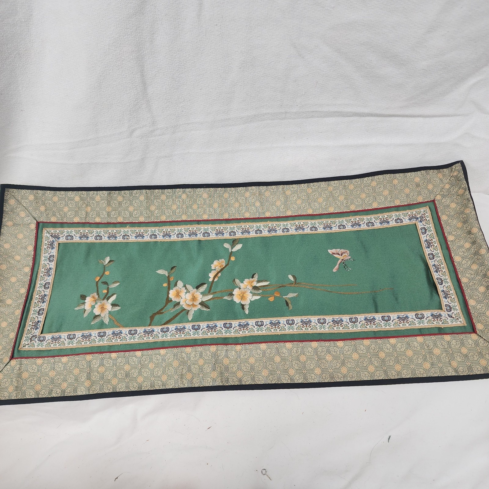 Vintage Dun Huang Beijing Silk Art Hand-embroidered tapestry panel Plum blossom