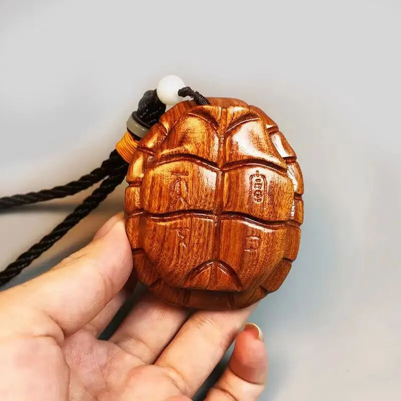 Rosewood Hand Piece Turtle Shell Wood Carving Artifact Pendant Hangings Jewelry