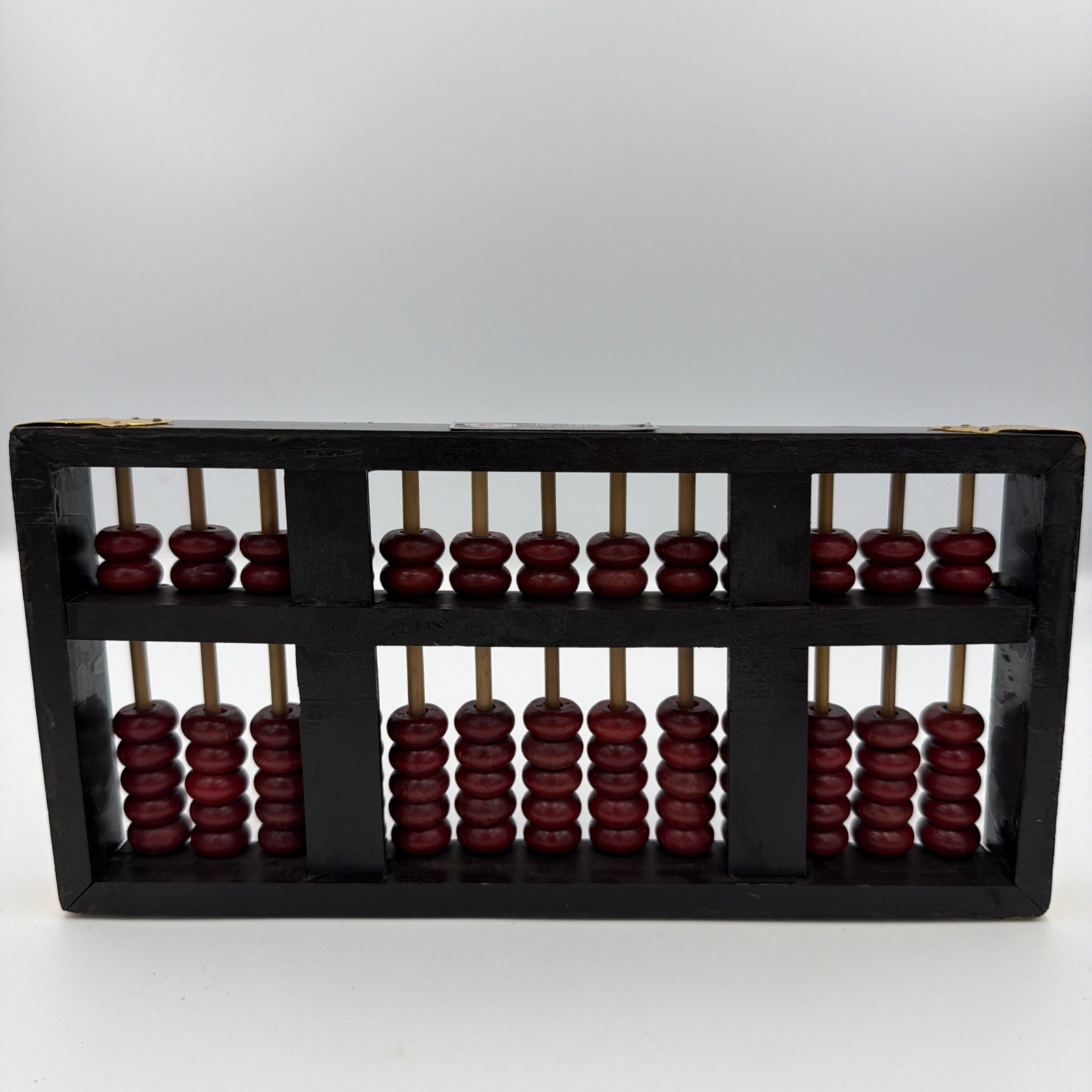 Vintage Chinese Abacus Lotus Flower Brand Wood Brass 13 Rows 91 Beads Black