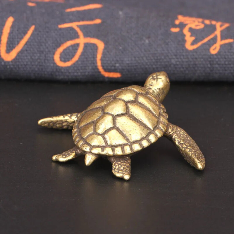 Solid Brass Turtle Small Decorations Living Room Vintage Copper Sea Miniature
