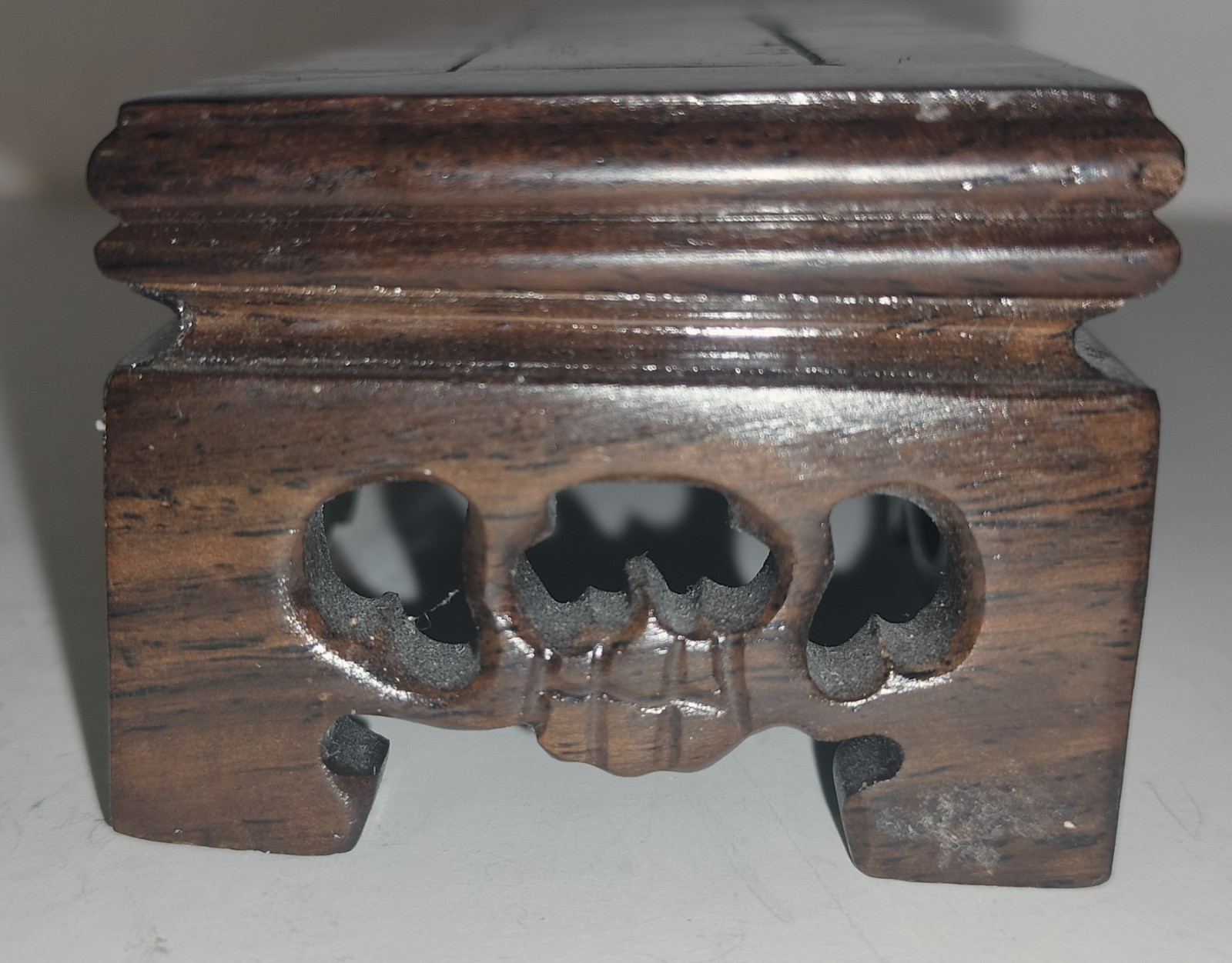 Vintage Chinese Hand Carved Rosewood Wooden Scroll Work Rectangle Display Stand