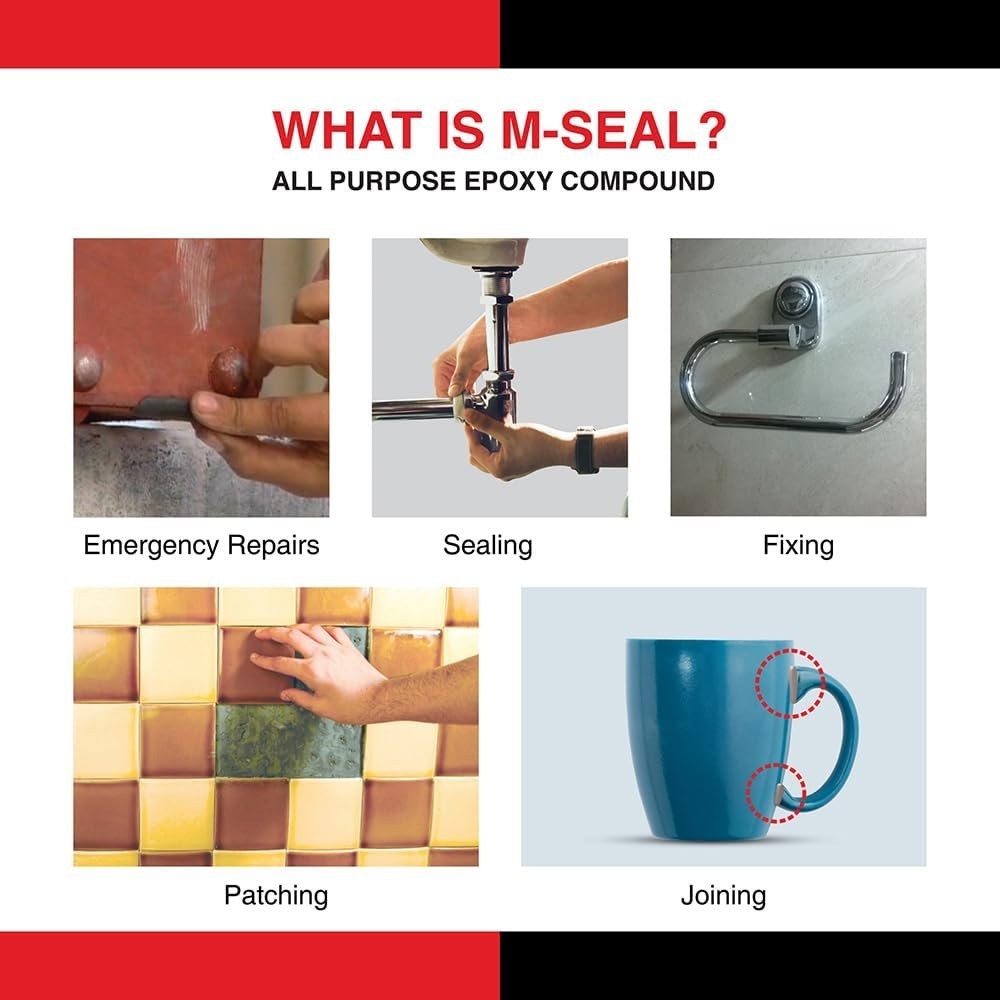 M-Seal Sealant Adhesive Regular Epoxy Putty Compound Pack of 6 (90g Each)